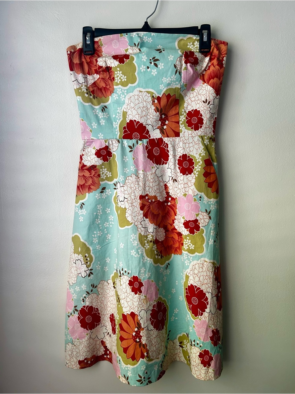 zinc Strapless Floral Dress in Aqua, Red, Pink, Olive